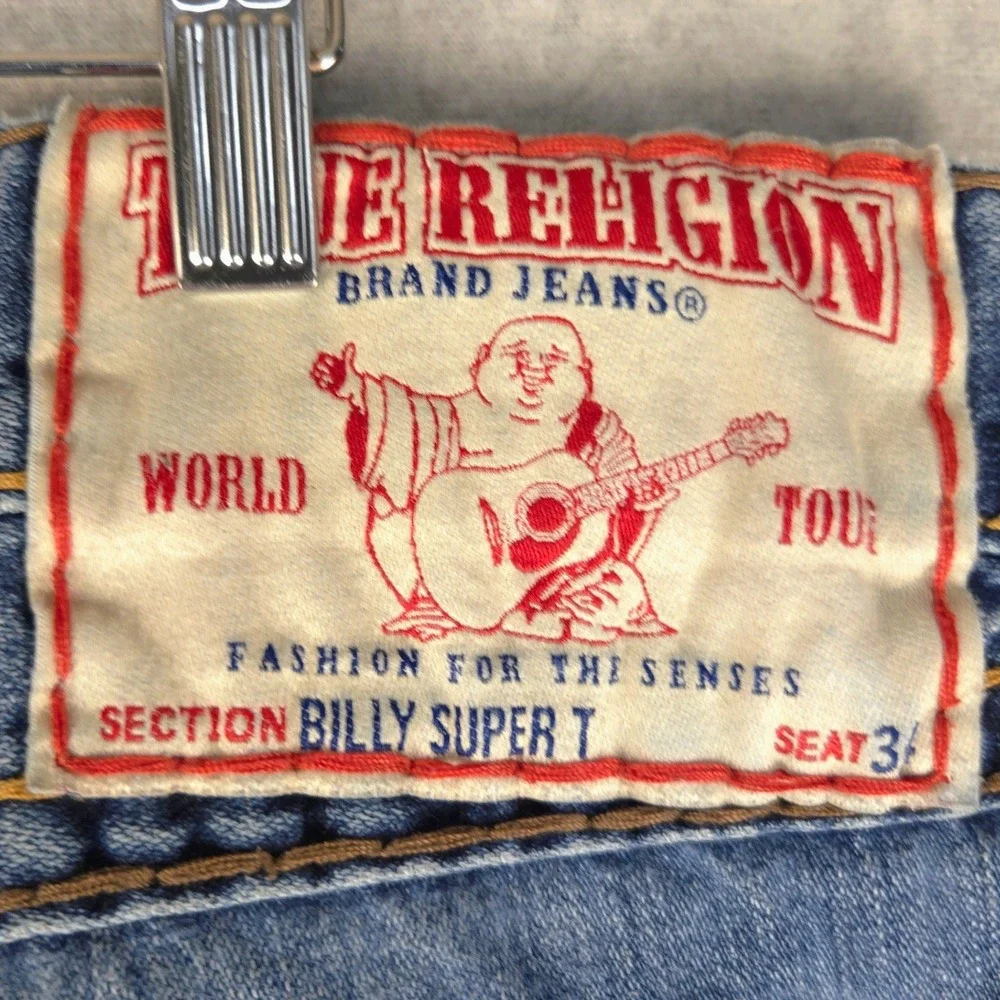 True Religion Billy Super T Mens Blue Jeans Straight Leg 42 Made in USA 24-856BW